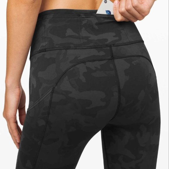 Lululemon Fast & Free High Rise Crop Legging Camo Multi Grey Size 4 Like New - Picture 3 of 10